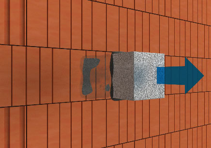 Fig. 3. Test d’adhérence des mortiers colles sur le substrat – le détachement des cubes en polystyrène